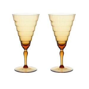 Set of 2 Vintage Mandalay Dine Amber Water Glasses‎
